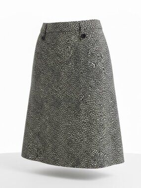 Talbots Leopard Print A-Line Knee Length Skirt Button Detail  | Size 10
